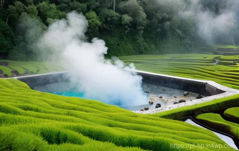 화산 지역의 미스터리한 이야기 - **Azorean Volcanic Legacy: The Mistérios**
    A panoramic, dramatic twilight scene over the Azorean...
