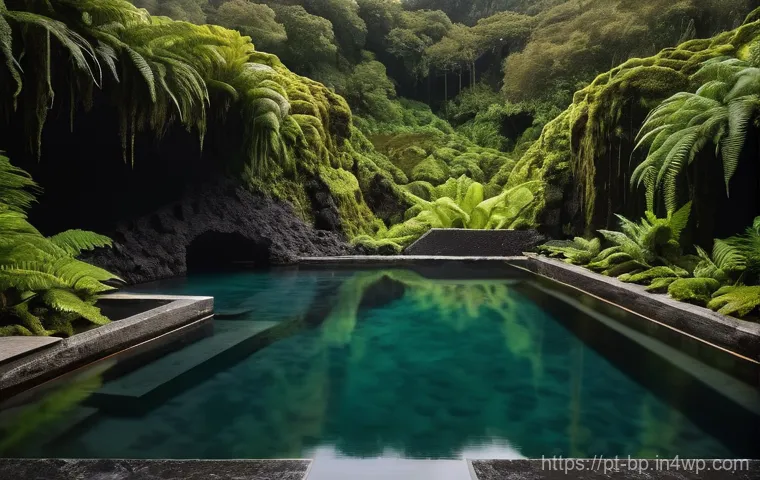화산 지역에서의 모험 여행 - **Volcanic Crater Lake Expedition in the Azores**
    "Two intrepid hikers, a man and a woman in the...