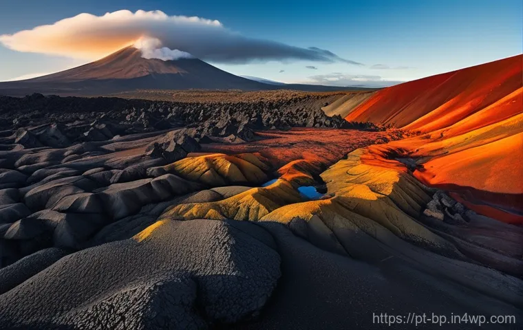 화산 탐험의 매력적인 코스 - **Prompt 1: Majestic Volcanic Panorama**
"A lone adventurer, dressed in full, modern trekking ge...