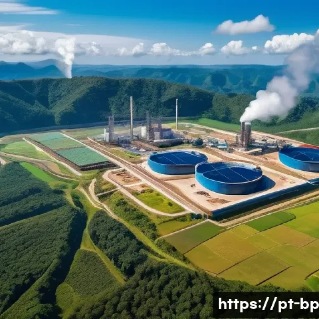 지열 지역의 역사적 투자 - A detailed aerial view of a modern binary geothermal power plant located in Caldas Novas, Brazil, su...